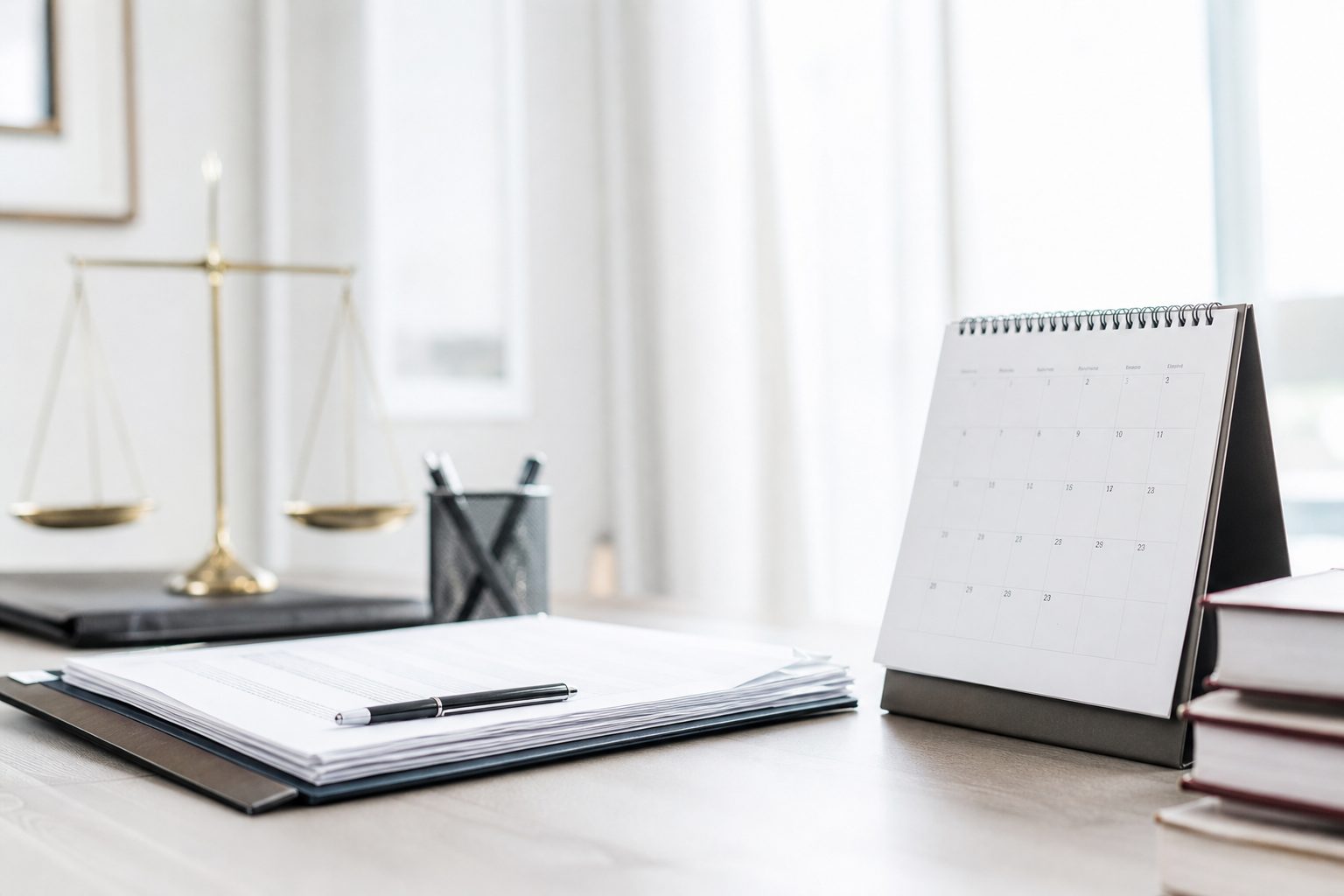 Calendario bianco da parete appeso a una rastrelliera di legno chiaro